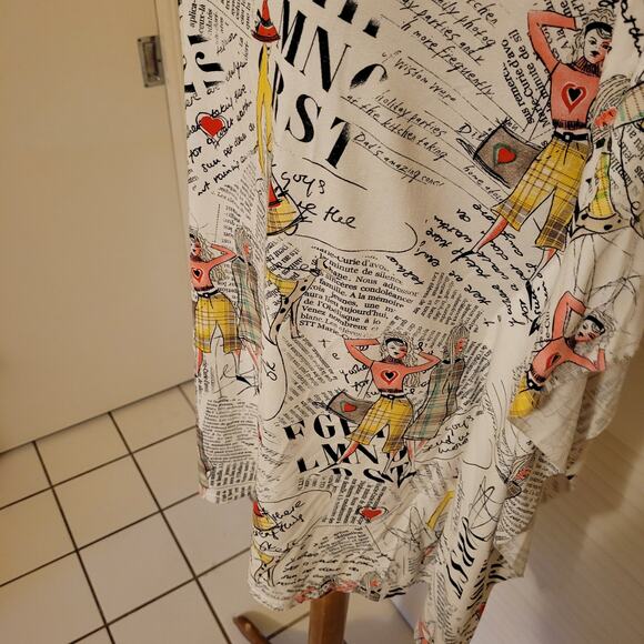 Asymmetrical Artsy Print Top L'atoré Stretch Cotton Size 40 US 6 - Picture 7 of 7